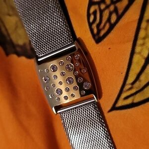 Energetix Milanese Mesh Bracelet‎ With Magnetic Goldtone Crystal Center Piece